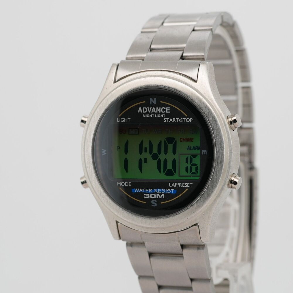Advance Digital Sports Watch 38mm Stainless Steel Bracelet 30M Water Resistant
